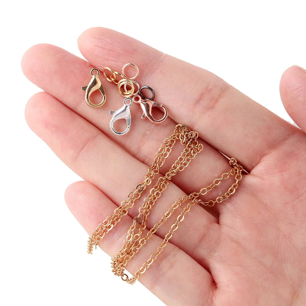 Necklace Chain Kit Iron Links Clasps Jump Rings DIY Jewelry Making