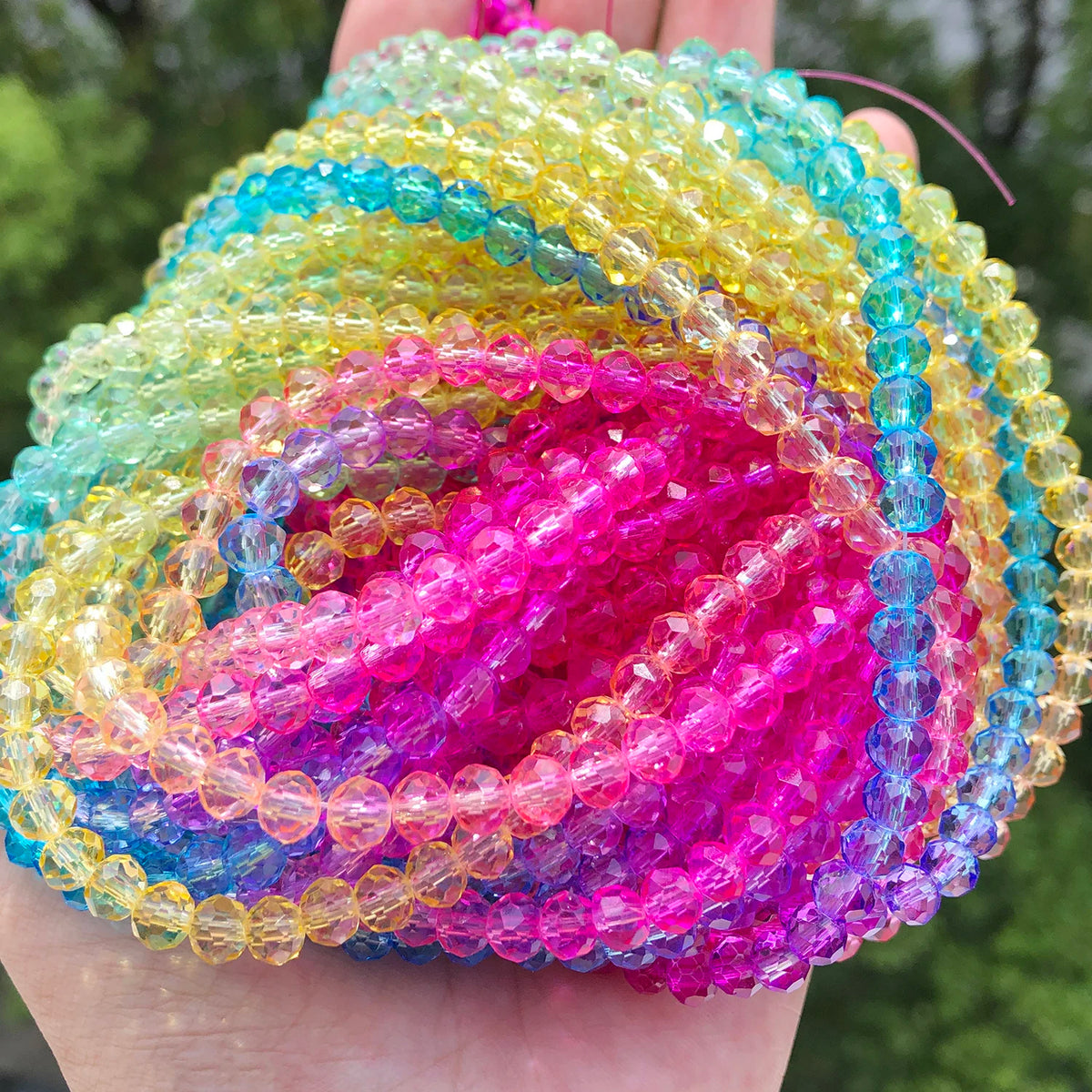 Glass Beads Gradient Color Faceted Rondelle Crystal for DIY Jewelry Making