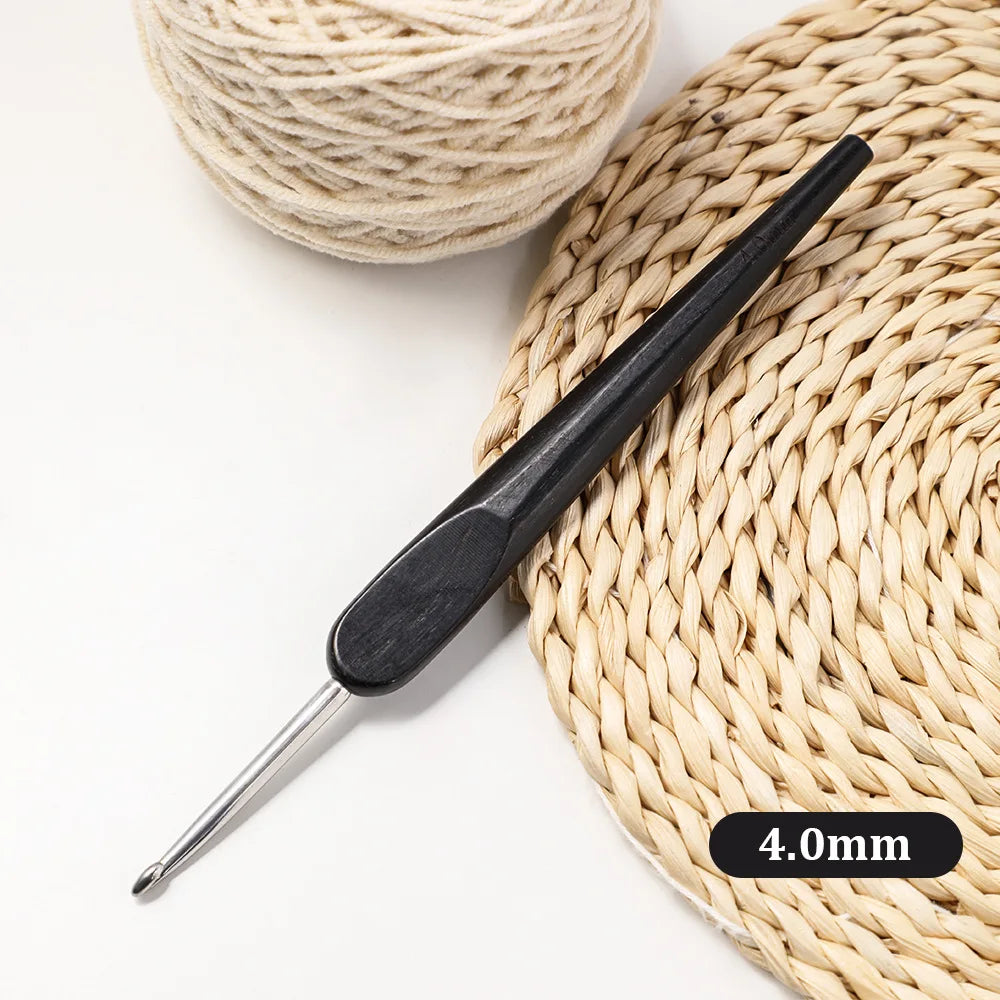 Crochet Hook, Polished Wooden Handle for Handmade Yarn & Needlework Crafts