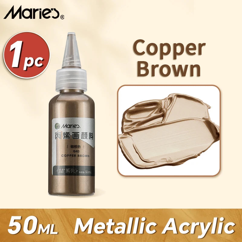 Marie's Metallic Acrylic Paint 50ml — Pearlescent & Shiny Pigments