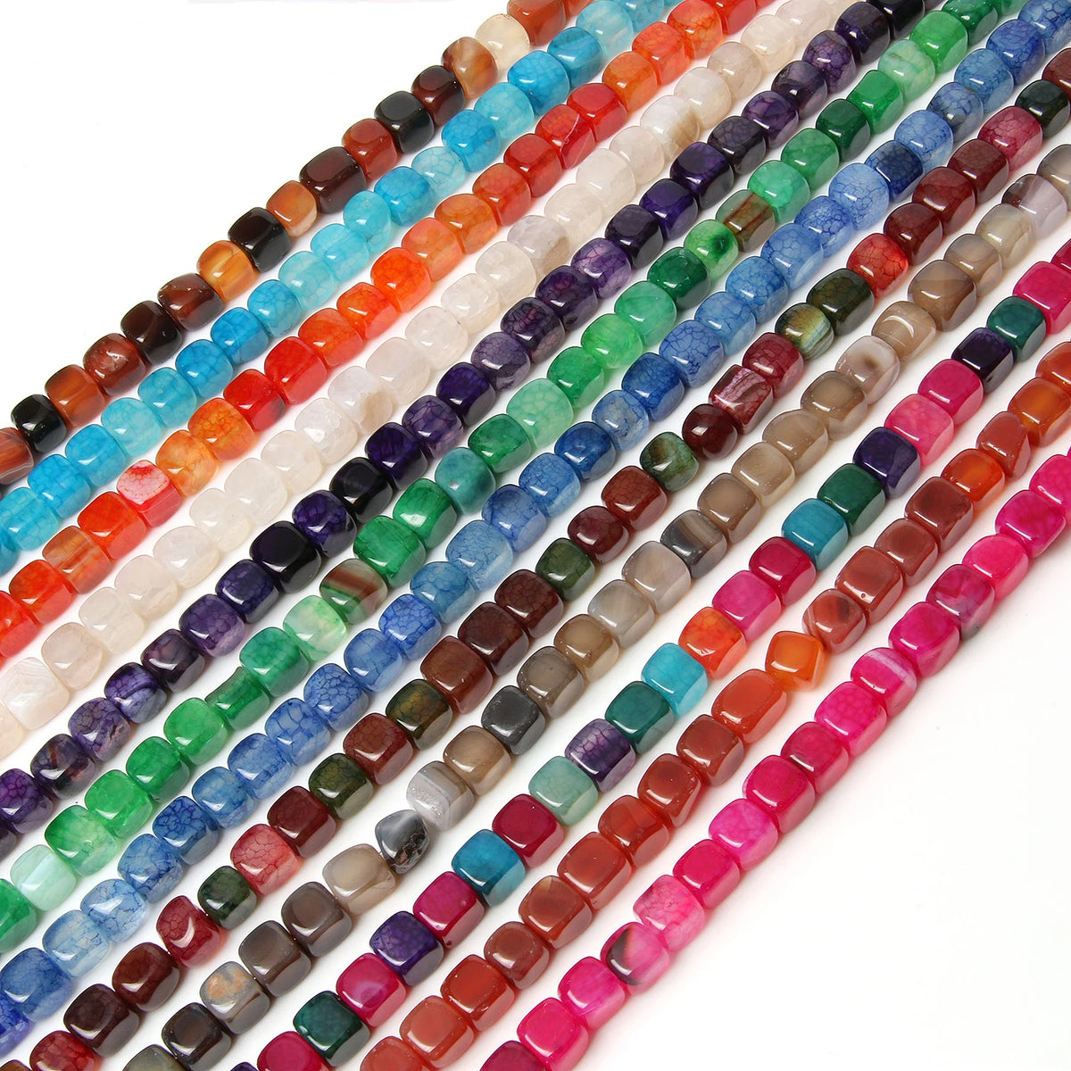 Stone Beads Agate Jade-Style Cube Square Spacer Charms Bracelet Craft Beads