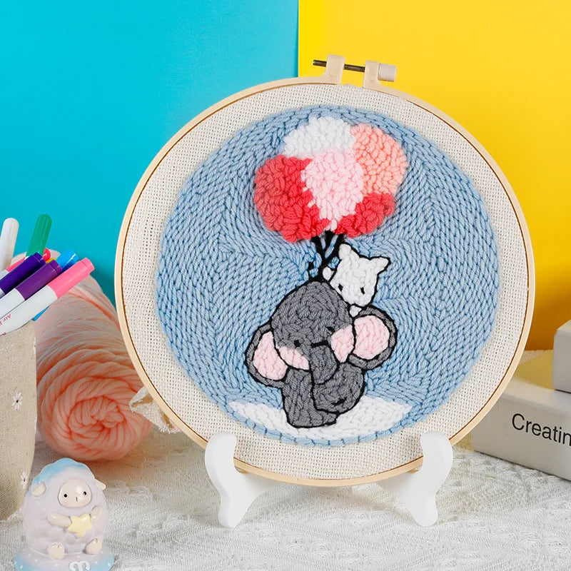 Punch Needle Kit, Christmas Animal Designs for Beginner Embroidery & Gifts