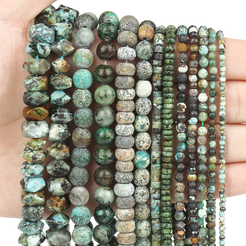 Stone Beads African Turquoise-Style Matte Round Irregular Geometric Craft Beads