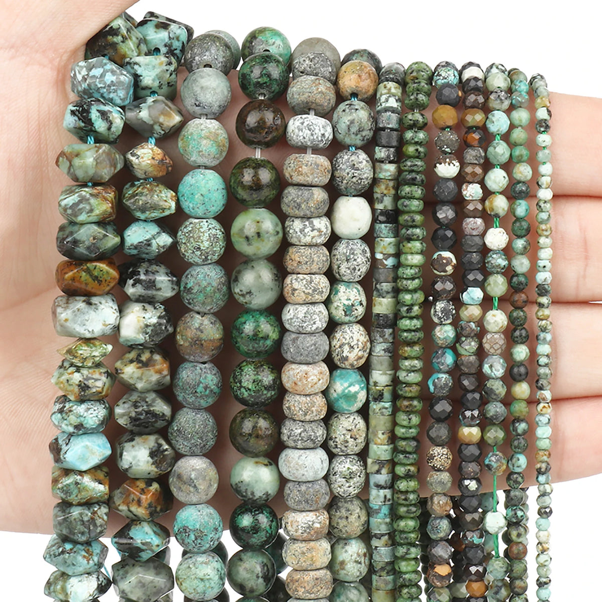 Stone Beads African Turquoise-Style Matte Round Irregular Geometric Craft Beads
