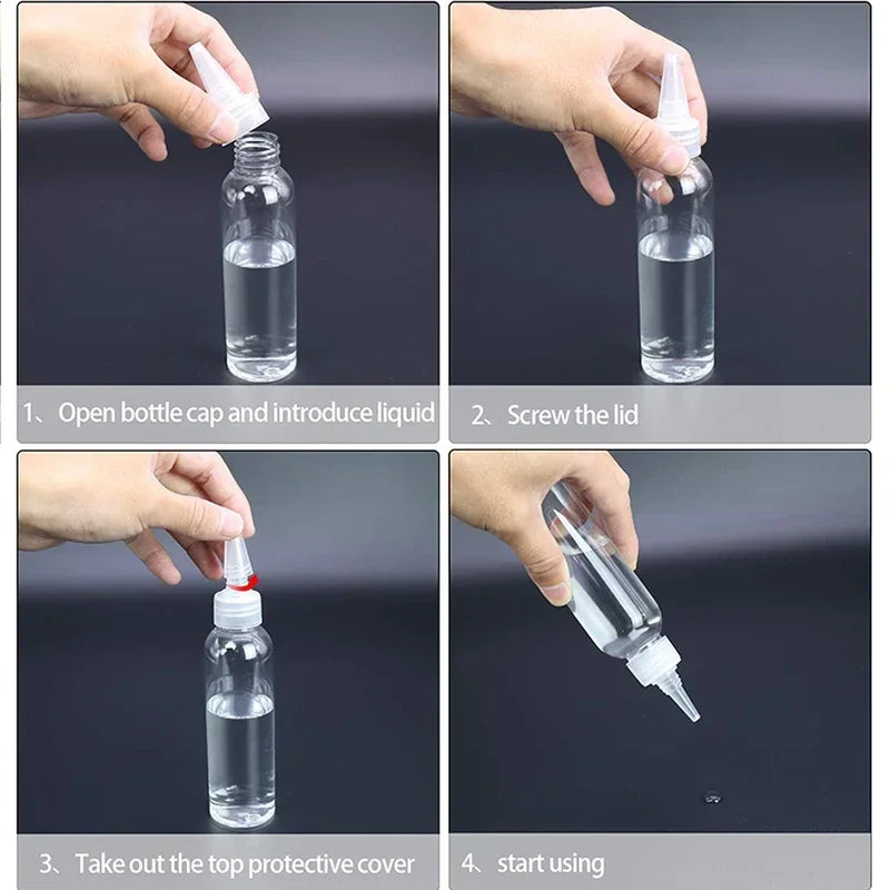 Squeeze Bottles Empty Clear Plastic Needle Tip Glue Ink Containers 10 Pack