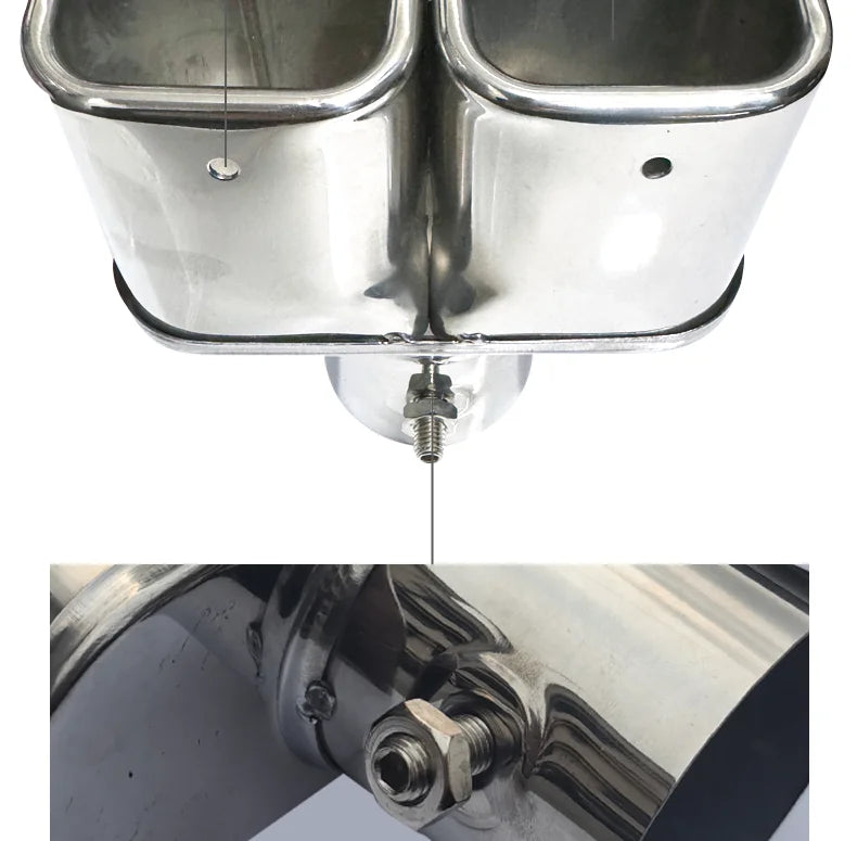 Stainless Steel Square Double Outlet Exhaust Tail Pipe Tip | 6.5cm