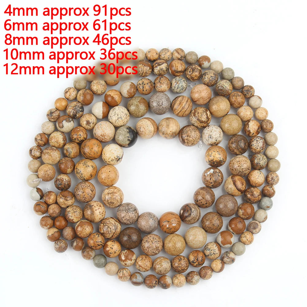 Stone Beads Picture Jasper-Style Round Tube Rondelle for DIY Jewelry Making
