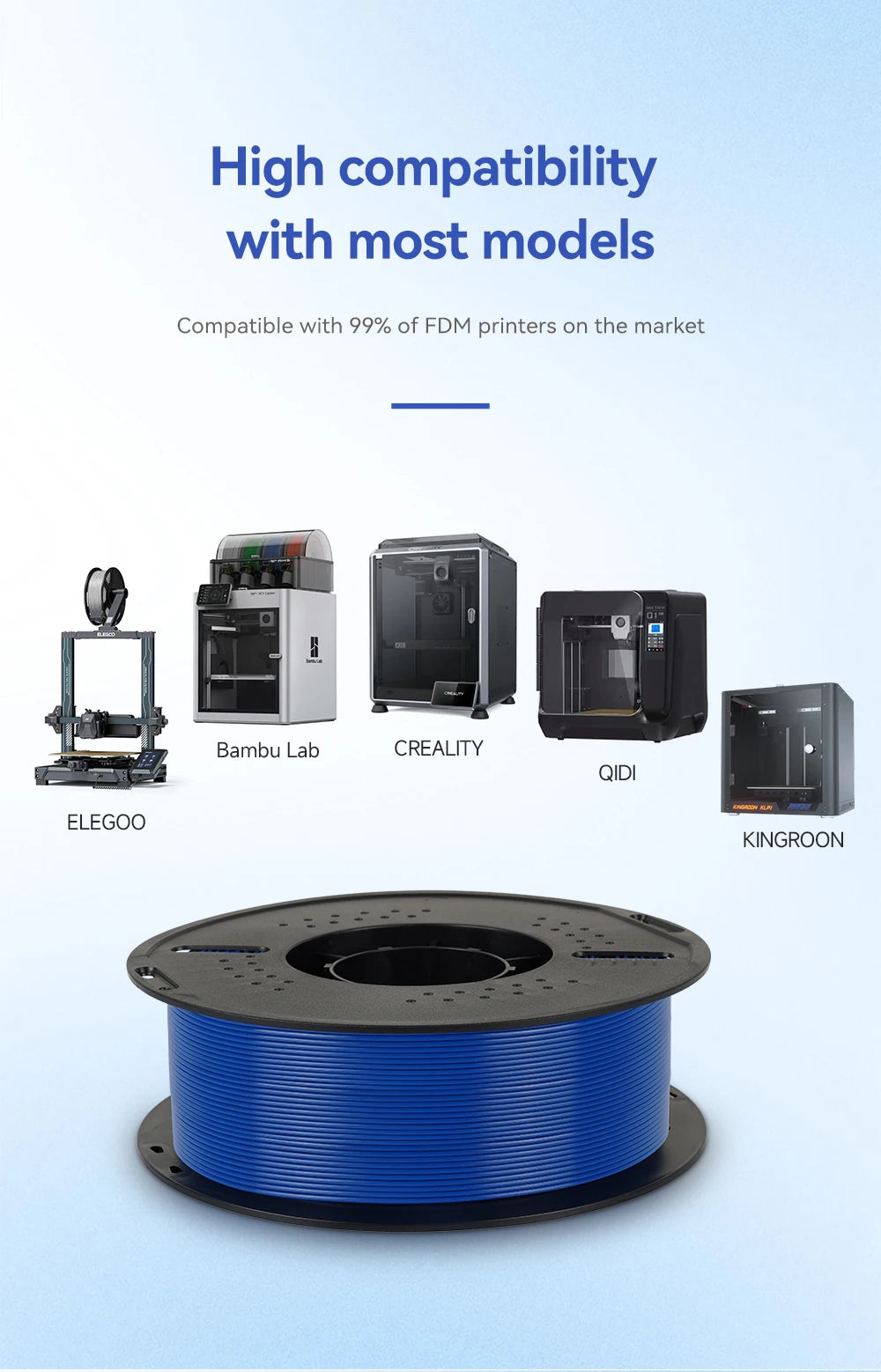 KINGROON 10KG 1.75mm PETG Filament Tangle-Free, High Quality 3D Printing Eco-friendly Plastic Consumables 22LBS, Vacuum Packaging 3D Printing