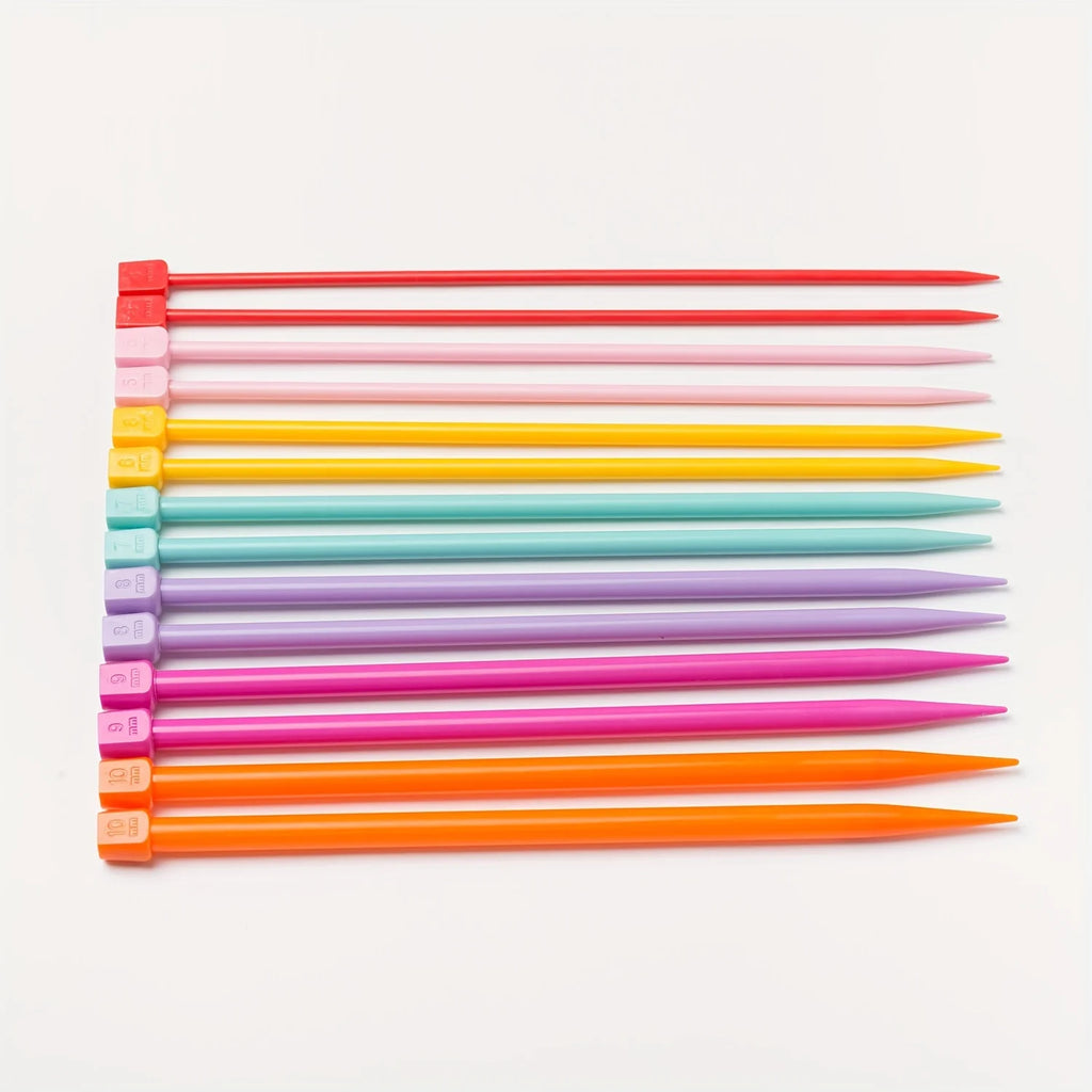 Knitting Needles, Plastic Single-Pointed Set for Handmade Yarn Projects