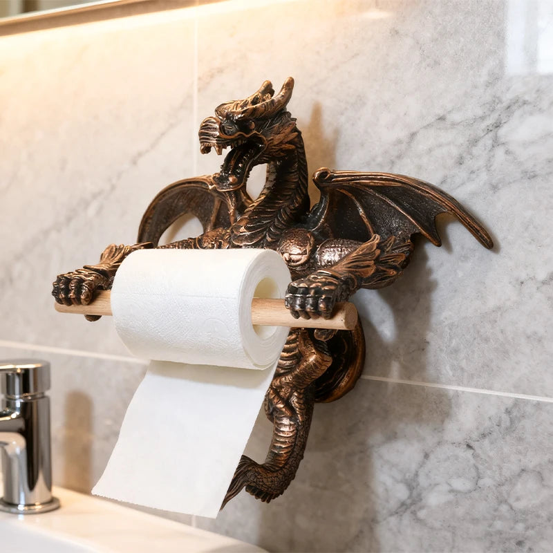 Retro Dragon Shaped Tissue Holder Bathroom Toilet Paper Holder Creative Dragon Ornament