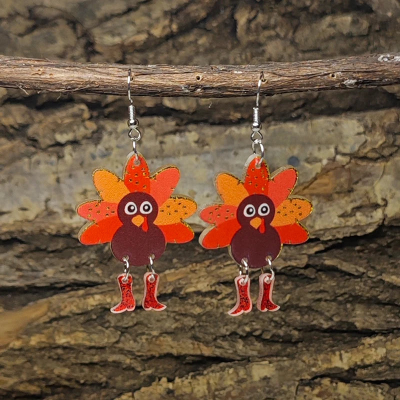 Thanksgiving Earrings Autumn Turkey Party Fun Earrings Thanksgiving Decoration Gift