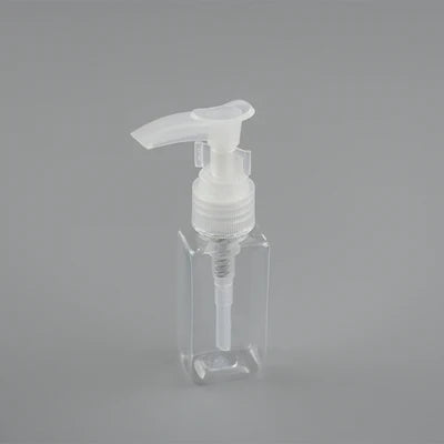 Clear rectangular PET bottle with clear pump dispenser