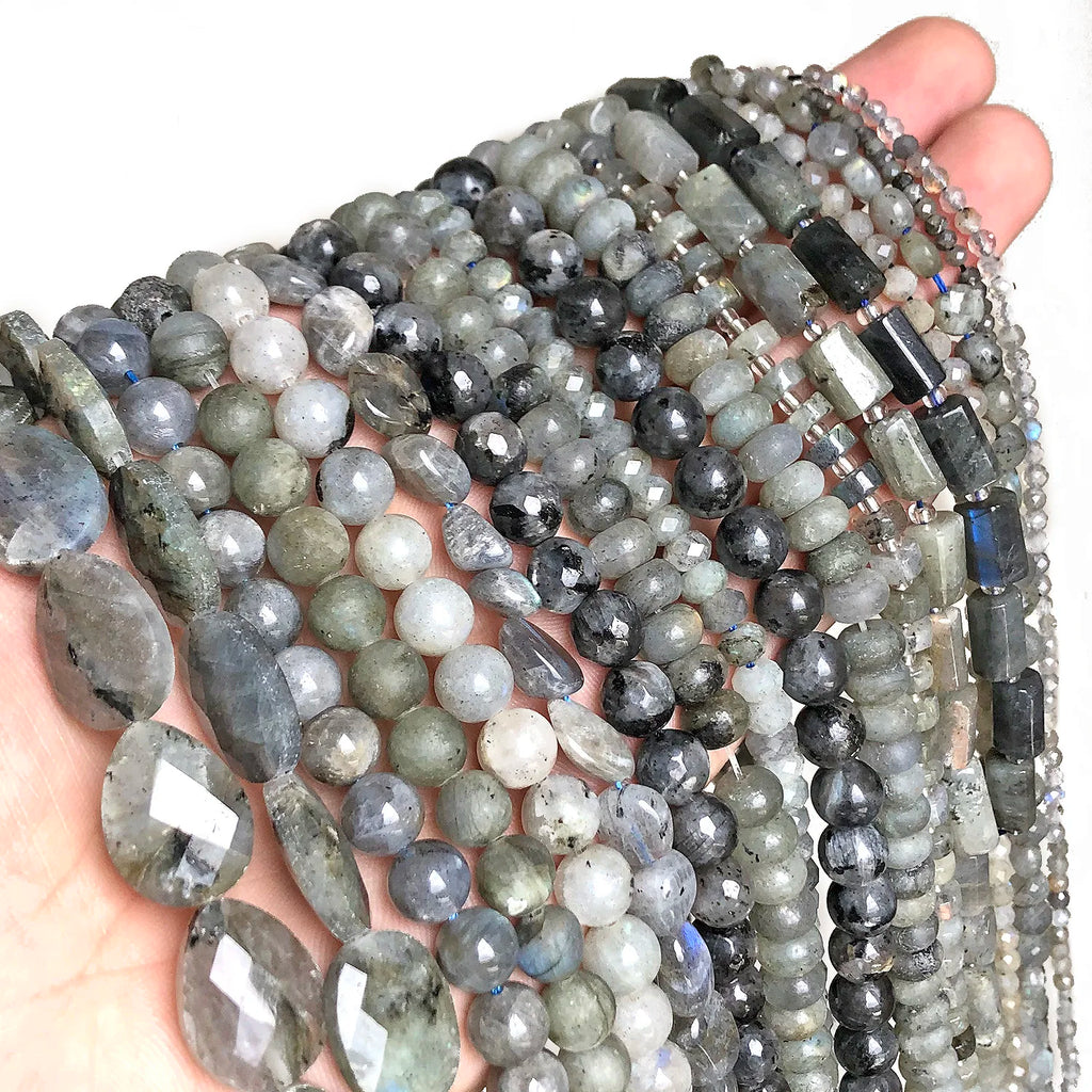 Stone Beads Gray Labradorite Faceted Round Heart Irregular Matte Craft Beads