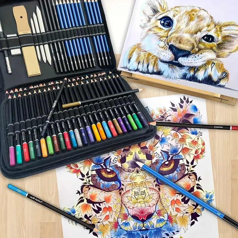 Drawing & Sketching Kit with Portable Travel Case — 58 or 96 Pieces