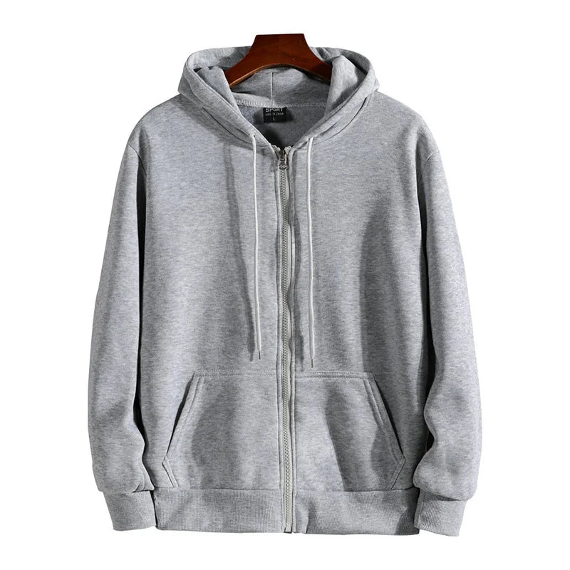 Hoodie Men's Zip Up Hooded Sweatshirt Long Sleeve Loose Fit Casual 3 Colors