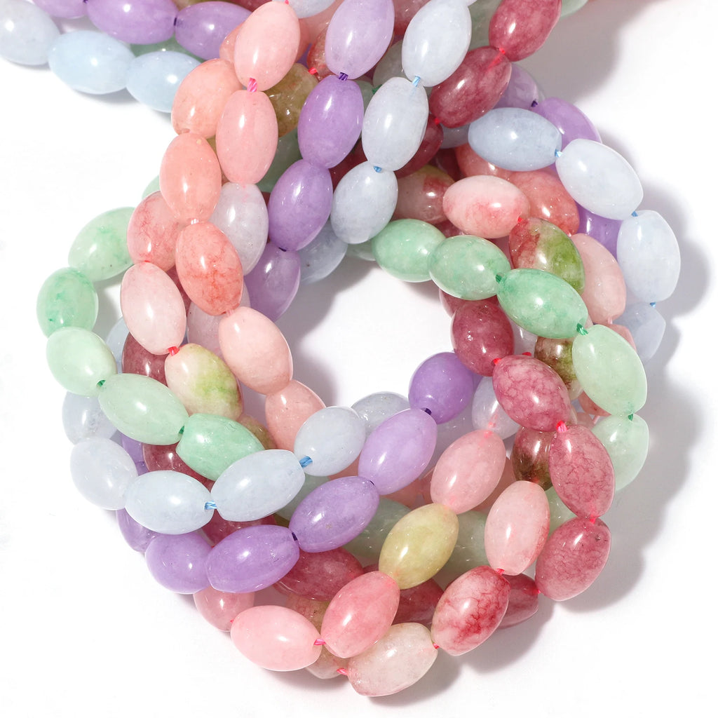 Stone Beads Rice Green Jade-Style Amazonite Apatite Oval Charm Spacer