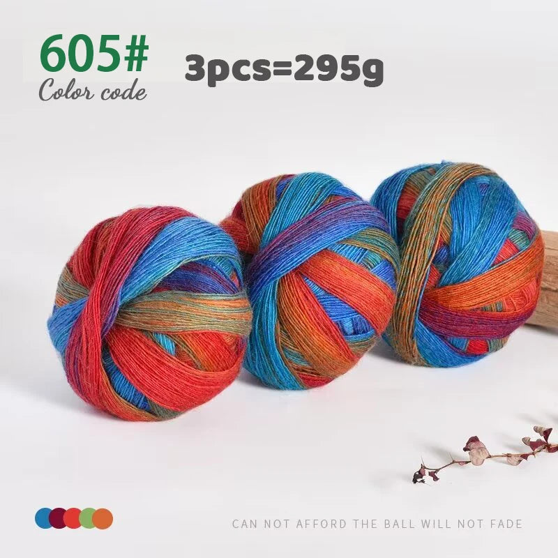 Yarn, Rainbow Gradient for Handmade Shawls, Sweaters, Hats & Knitwear