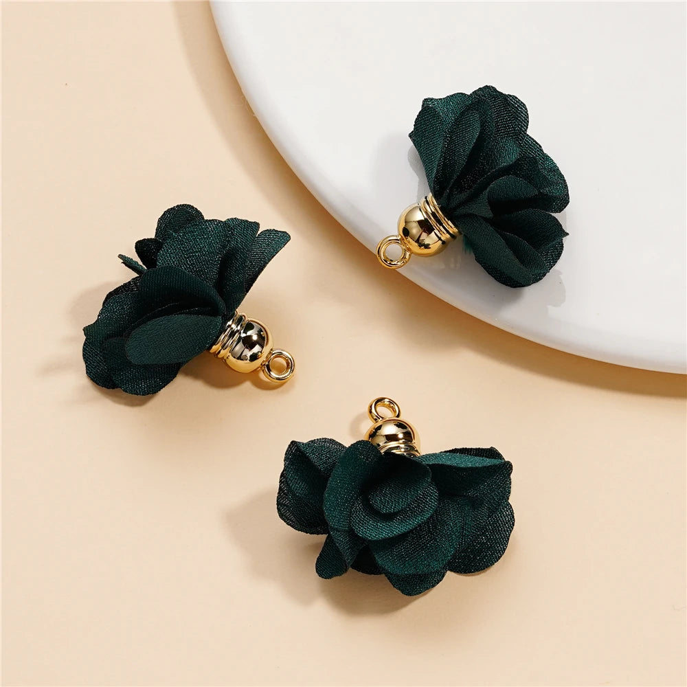 Earring Components Fabric Flower Tassel Pendants Bracelet DIY Jewelry Making