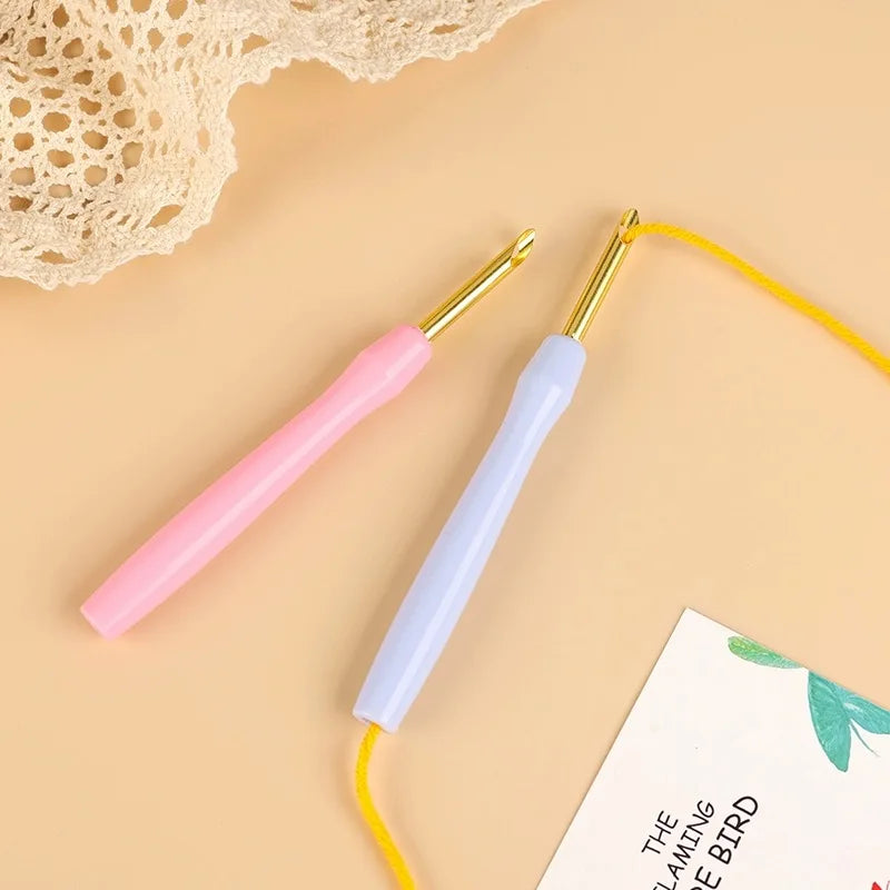 Punch Needle Tool, Pink Handle & Brass Needle for Embroidery & Yarn Crafts
