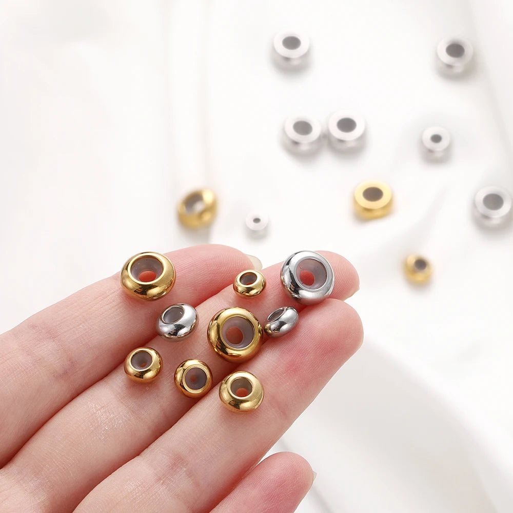 Metal Beads Stainless Steel Adjustment with Non-slip Silicone Bracelet Supplies
