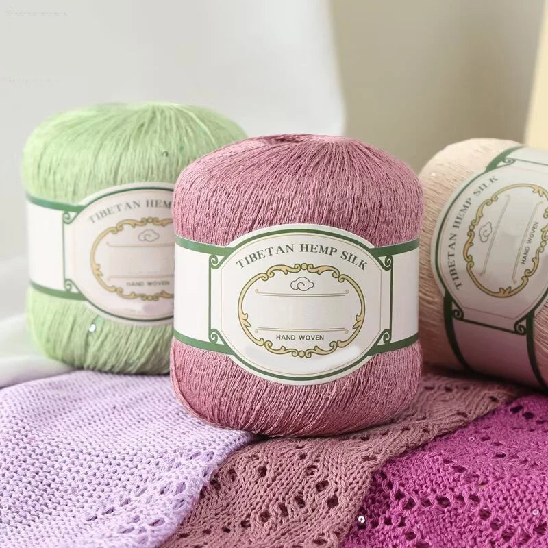 Yarn with Sequins for Openwork Crochet Shawls, Hats & Summer Knitwear