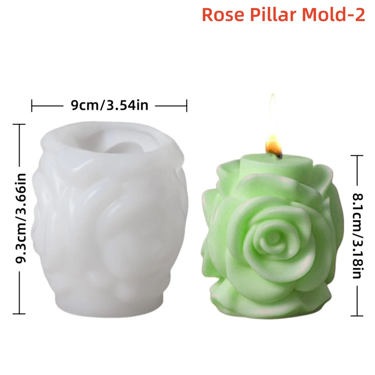 3D Rose Pillar Silicone Candle Mold — 8 Styles for Candles & Soap