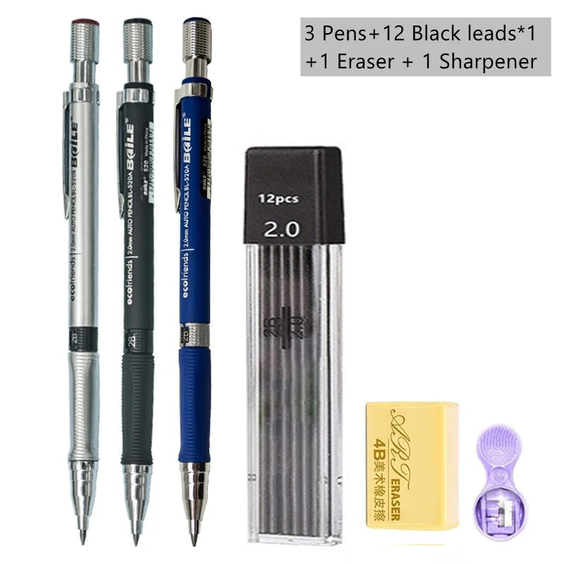 2.0mm Mechanical Pencil Set, 2B — Pencils & Lead Refills for Drawing & Sketching