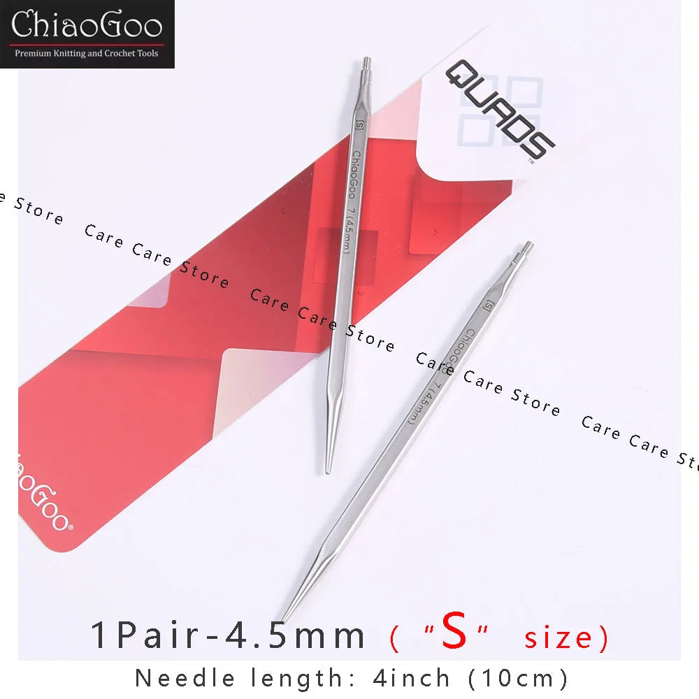 Knitting Needle Tips, ChiaoGoo QUADS Cubic Stainless Steel Interchangeable