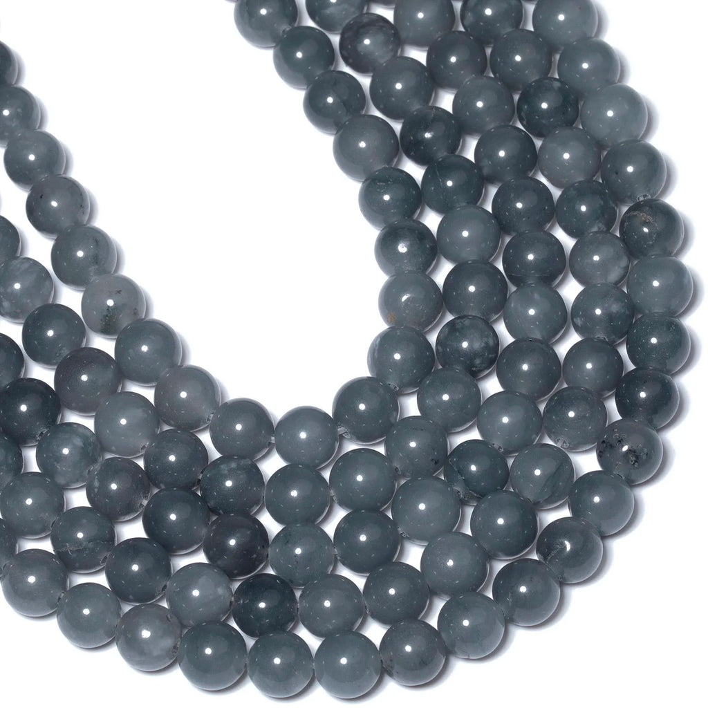 Stone Beads Jades-Style Gray Chalcedony-Style Round Bracelet Strand Craft Beads