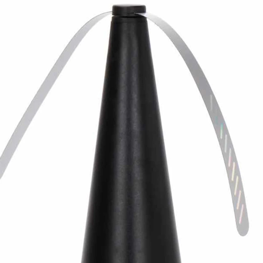 Cone shaped bug | insect | fly fan for table top. Soft blades are plastic and rotate on top to keep bugs and pests away with a USB or batteries available in silver, black or gold.