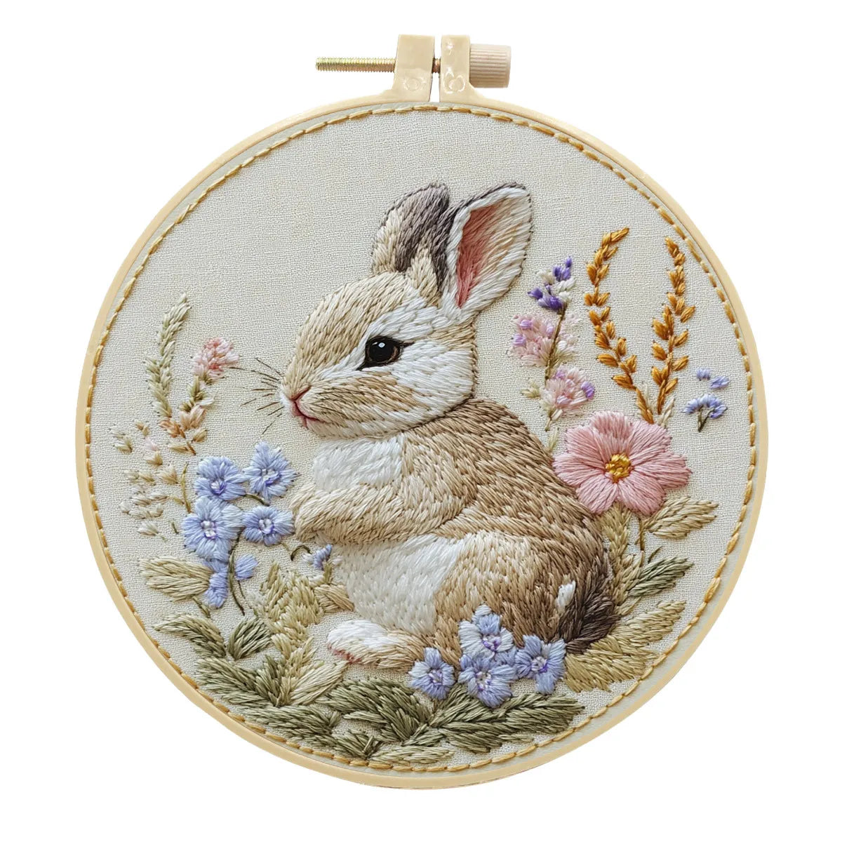 Embroidery Kit, Easter Bunny & Flower Wreath Designs for Handmade Crafts