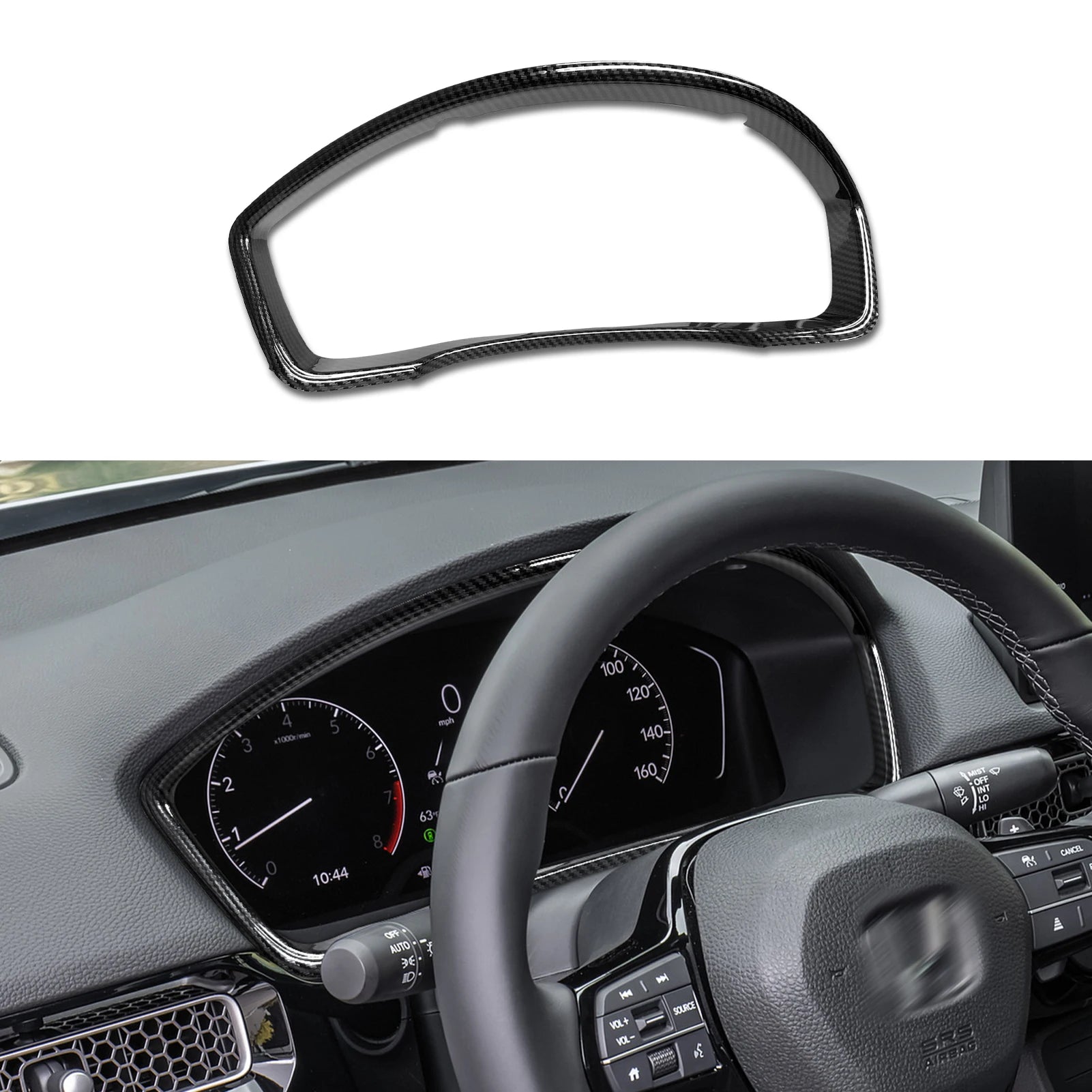 For Honda Civic 11th Gen (2022-2026) Accessories, Steering Wheel Trim, Center Console Gear Shift Panel ,Carbon Fiber ABS Sticker