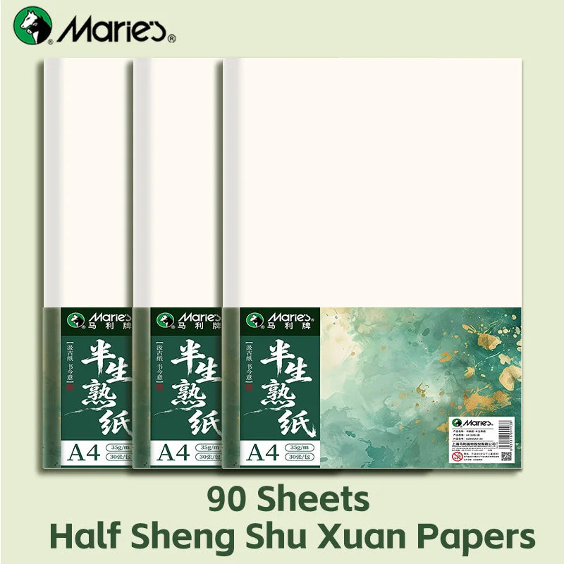 Marie's Rice Paper 120 Sheets, Half Sheng Xuan for Calligraphy & Art