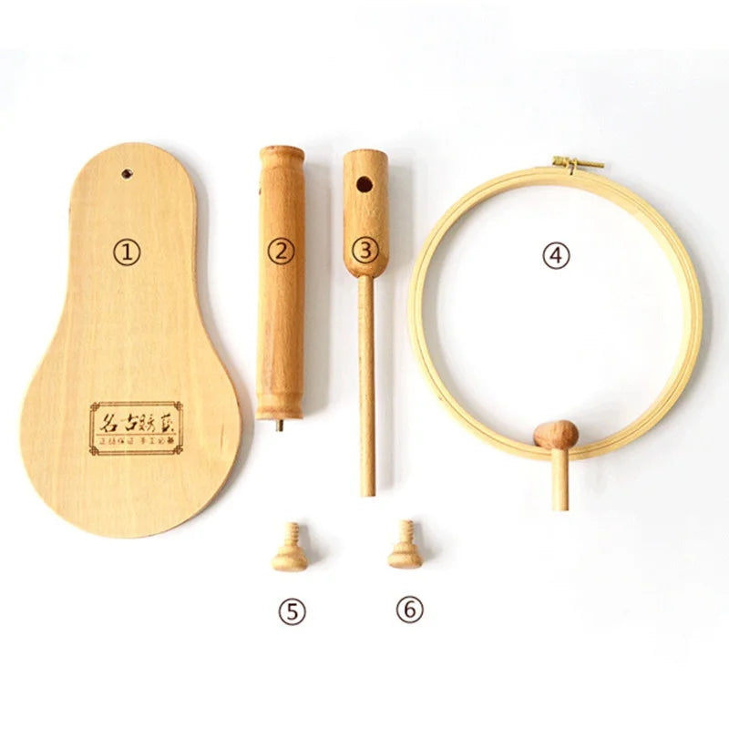 Embroidery Hoop Stand, Rotating Wooden Desktop Rack for Handmade Stitching
