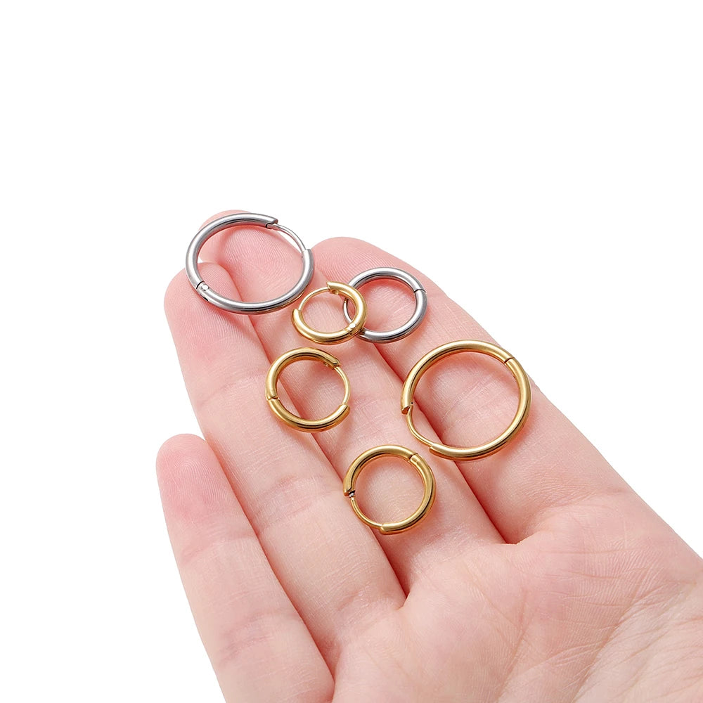 Earring Components Stainless Steel Circle Hoop Earrings Gold DIY Jewelry Making