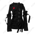 Jacket Women's Gothic Punk Lace-Up Buckle Strap Red Cross Y2K Harajuku Grunge