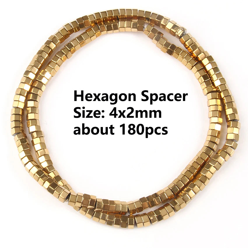 Stone Beads Gold-Tone Hematite-Style Spacer Shapes for DIY Jewelry Making