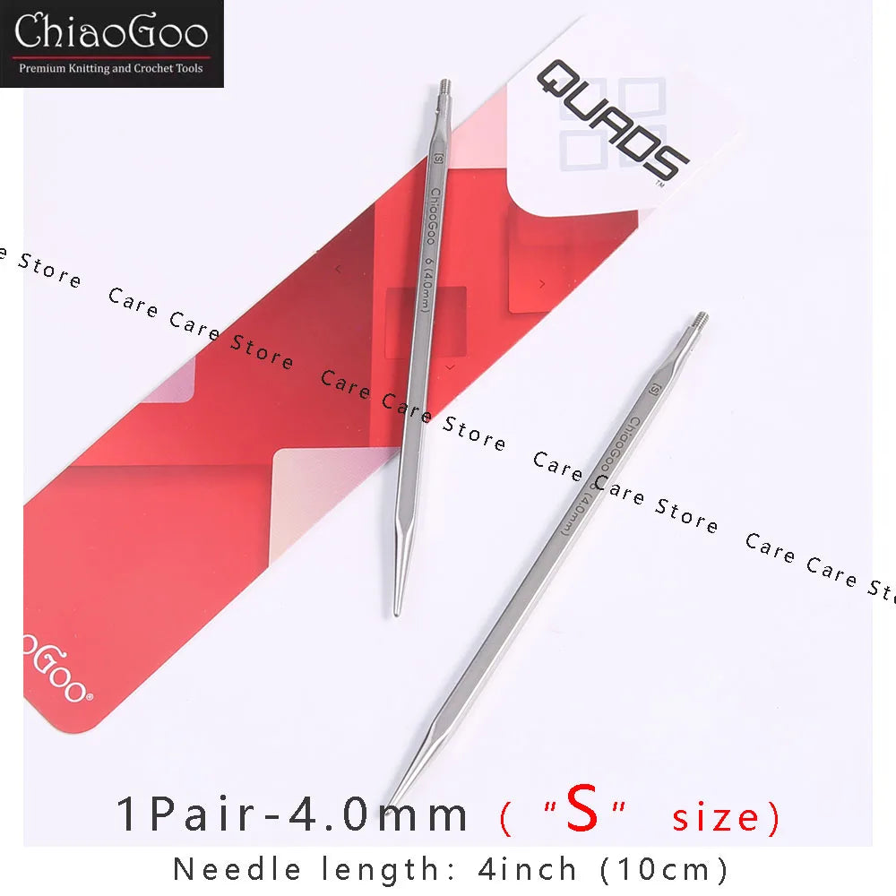 Knitting Needle Tips, ChiaoGoo QUADS Cubic Stainless Steel Interchangeable