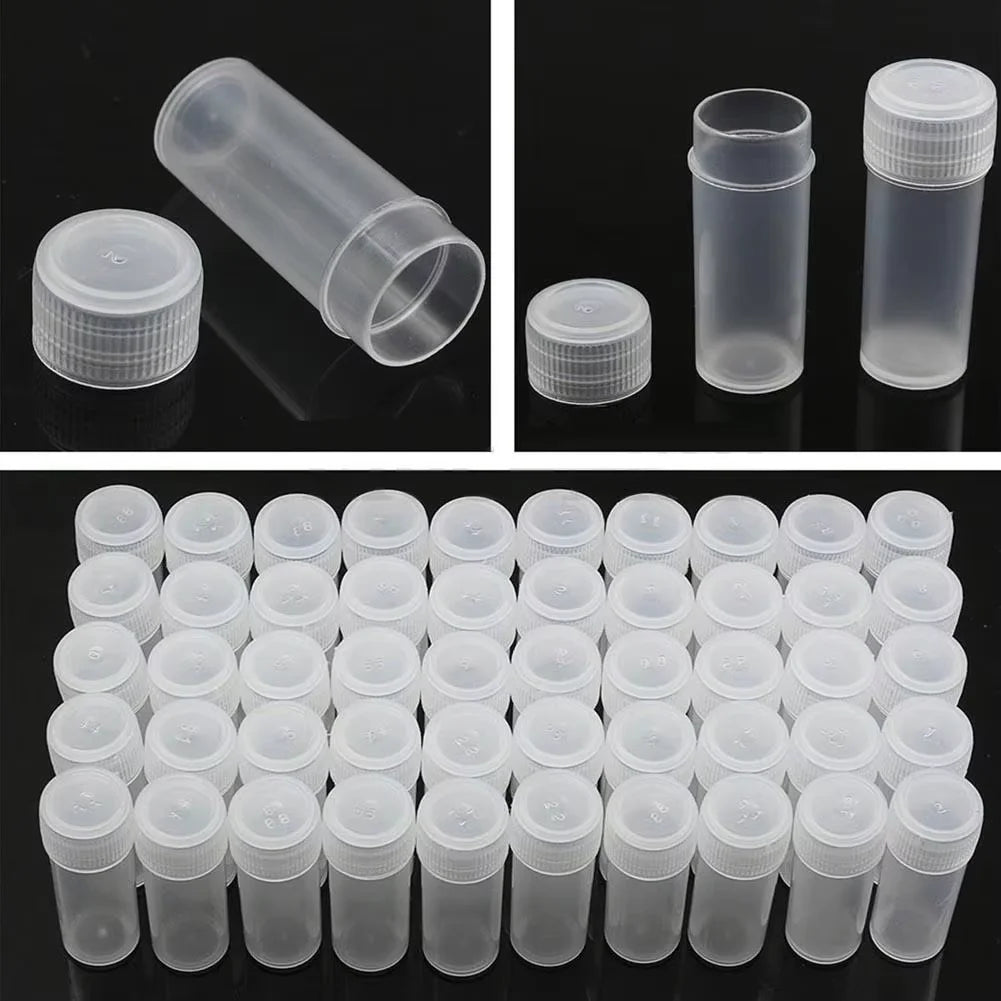 Sample Vials Empty Plastic Screw-Cap Storage Containers 50 Pack