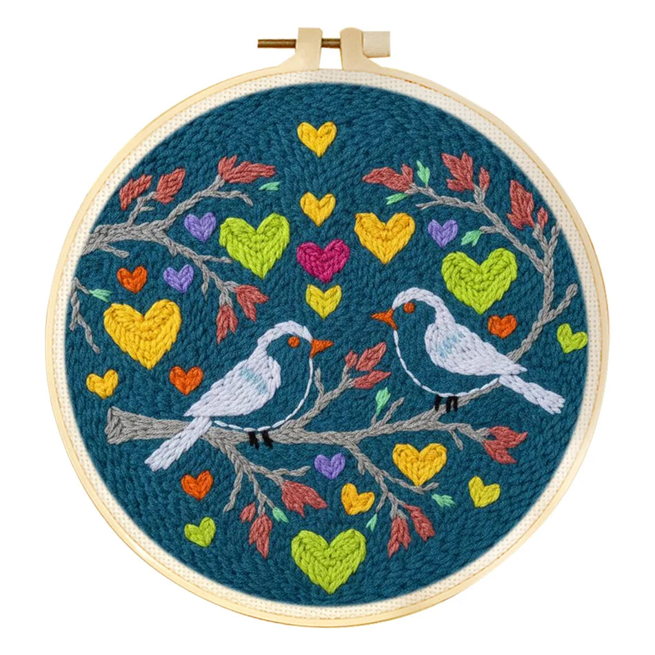 Punch Needle Kit, Hummingbird Love Design for Handmade Wall Decor & Gifts