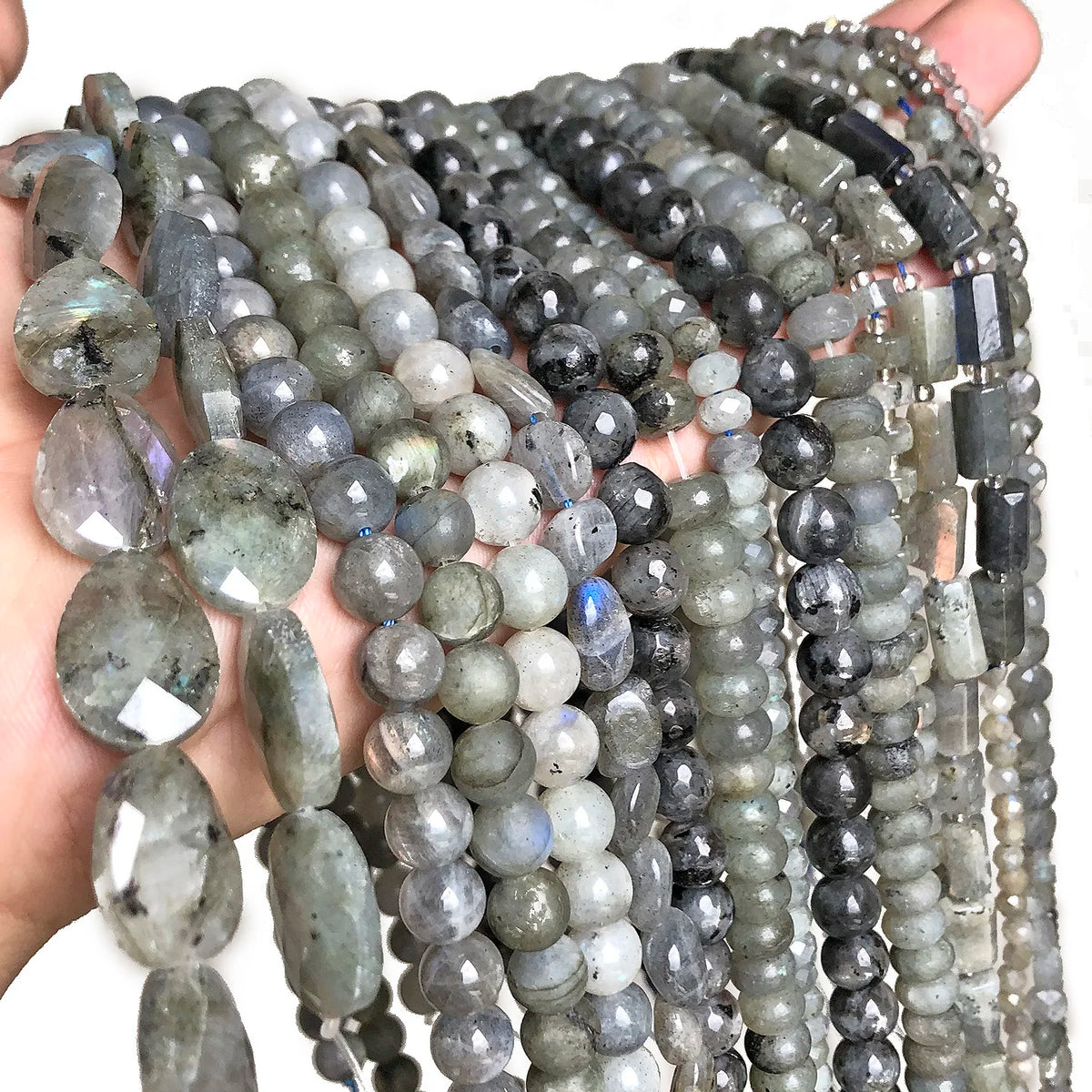 Stone Beads Gray Labradorite Faceted Round Heart Irregular Matte Craft Beads