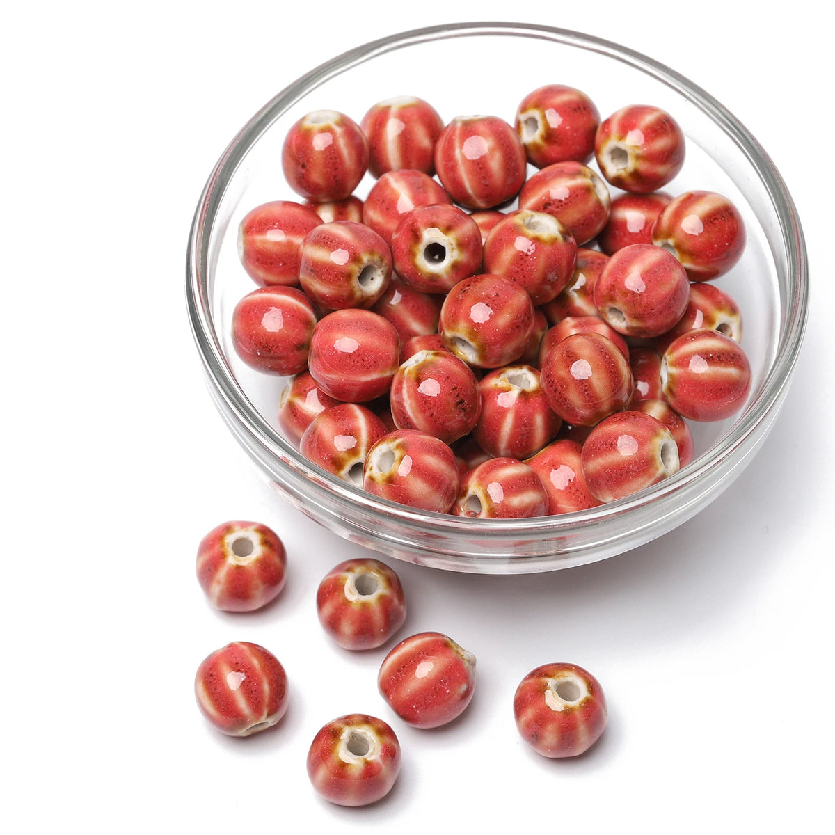 Ceramic Beads Pumpkin Watermelon Pattern Porcelain Fancy Glaze Bracelet Supplies