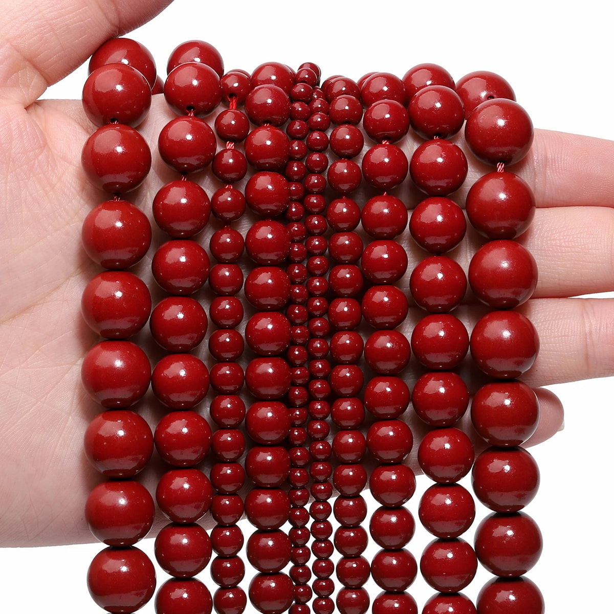 Stone Beads Round Cinnabar Jade Styles for DIY Jewelry Making Bracelet Supplies