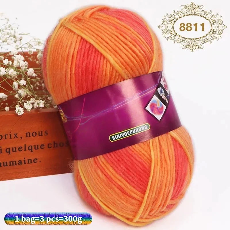 Yarn, Gradient Wool-Style Strands for Knitting Shawls, Hats & Craft Projects