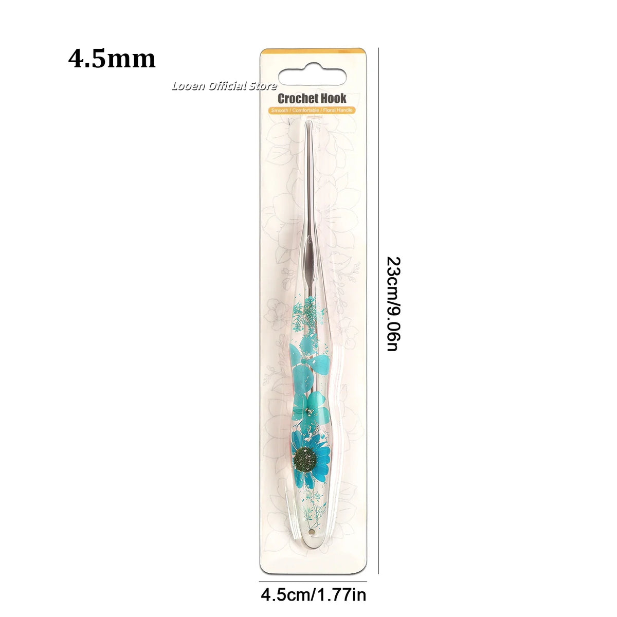 Crochet Hook, Gourd-Shaped Floral Resin Handle for Handmade Yarn Projects