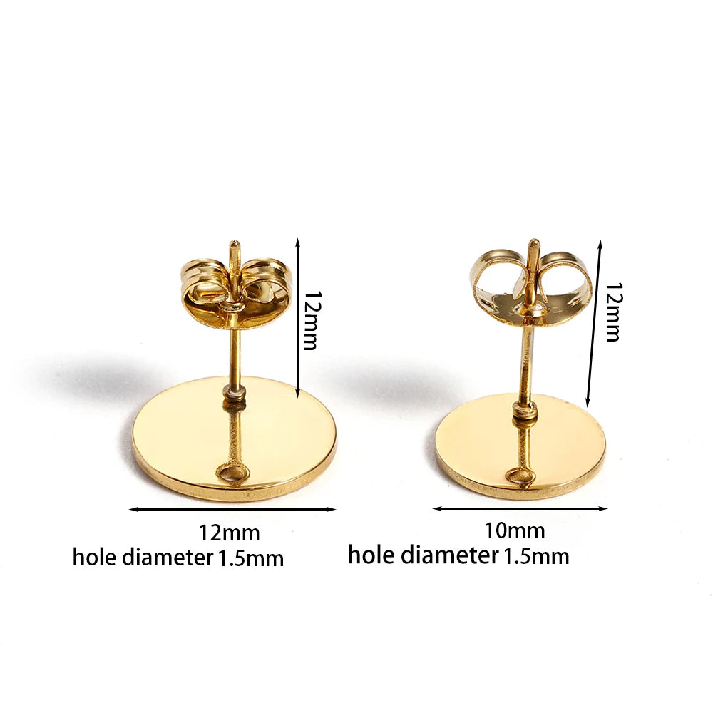 Ring Settings Gold Color Stainless Steel Love Heart Ear Studs DIY Jewelry Making