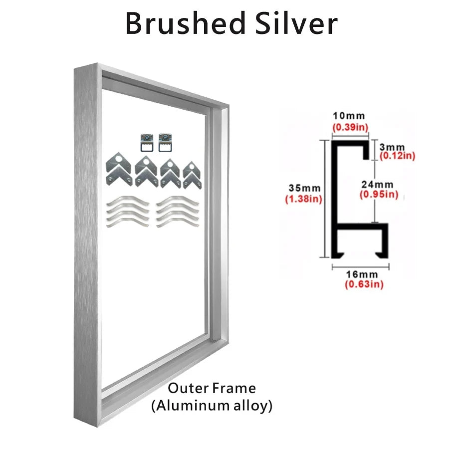 Aluminum Alloy Outer Canvas Frame 7 Colors 8 Sizes Gallery Wall Art Display