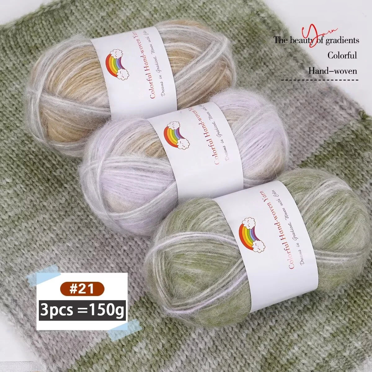 Yarn, Light Rainbow Gradient for Sweaters, Coats, Hats, Scarves & Shawls