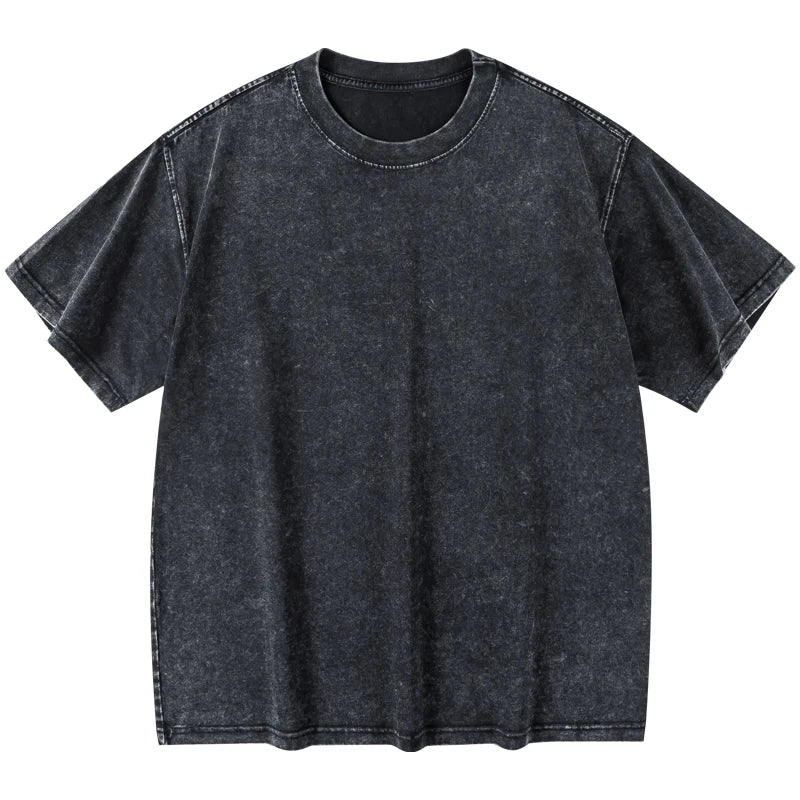 T-Shirt Unisex Rhinestone Acid Wash 100% Cotton Retro Punk Loose Hip Hop Tee