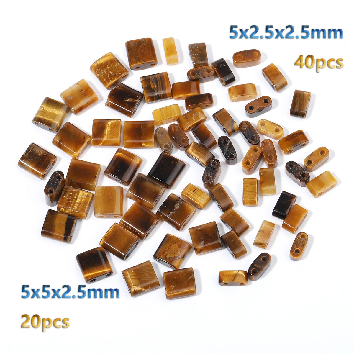 Stone Beads Rectangle Two-Hole Tiger Eye Jasper Styles for DIY Jewelry Making
